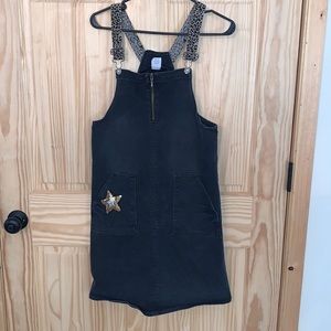Wonder Nation black cheetah bib pocket jumper overall dress size XXL (18)